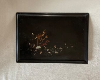 Couroc of Monterey California Coral and Seaweed Inlay Large 18” Serving Tray, circa 50's 60's