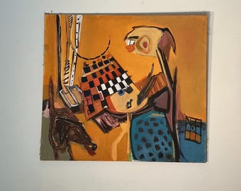 Randall 1964 Original Painting on Canvas Cubist Style
