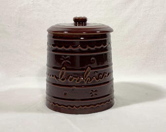 Vintage Marcrest Cookie Jar & Lid Daisy and Dot Design, circa 50s