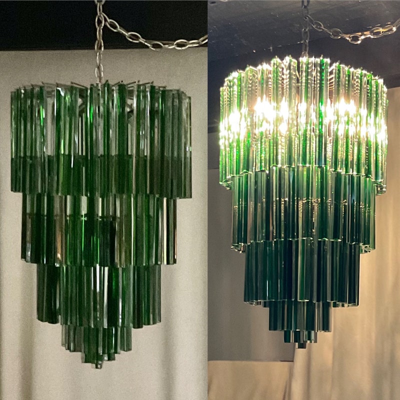 Green Glass Chandelier - Etsy