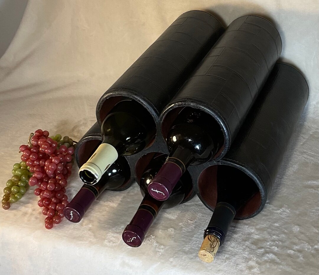 Vintage Leather Pyramid 5 Slot Bottle Wine Rack Countertop - Etsy