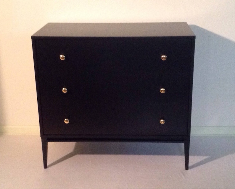 Mid Century Modern Paul Mccobb 3 Drawer Dresser Satin Black Etsy