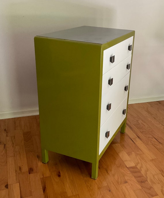 Simmons 4 Drawer Enameled Metal Dresser Fully Restored