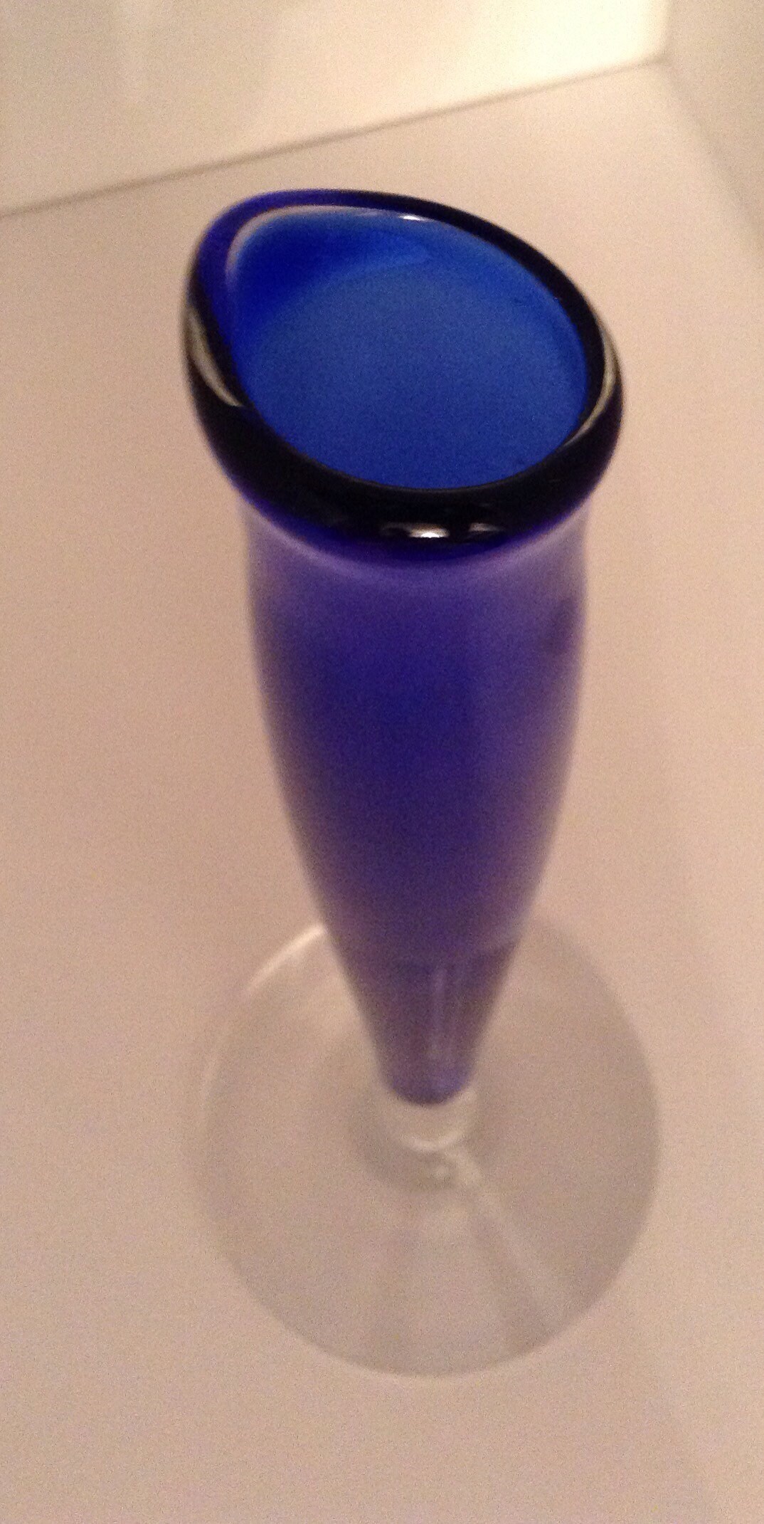 Art Glass Colbalt Blue Tall Bud Vase Vintage Crafted Artist Etsy