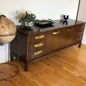 Mid Century Walnut Executive Office Lockable Credenza Produced by Marble Imperial Furniture Company- circa 60's