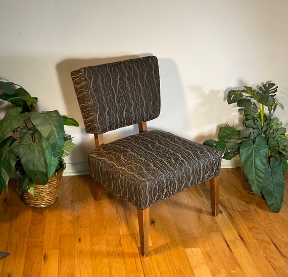 Mid Century Modern Atomic Upholstered Armless Accent Chair Etsy