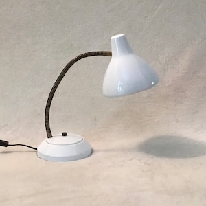 White Metal Industrial Desk Lamp Vintage Mid-Century, 1950’s-60’s