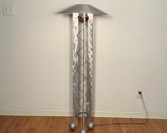 Memphis Style Robert Sonneman Brushed Aluminum Floor Lamp for George Kovacs, USA 1988