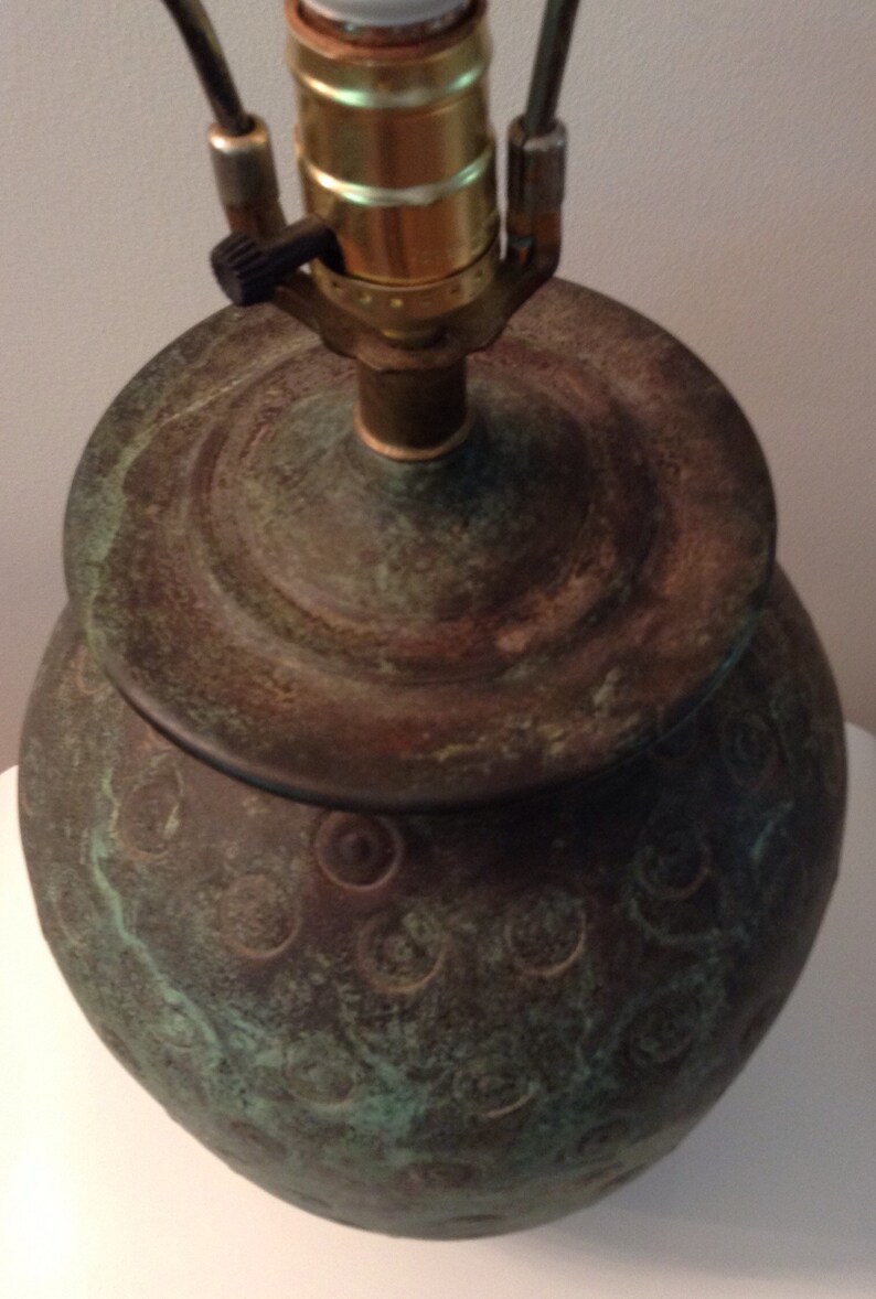 Patinated Copper Lamps A Pair