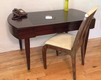 Vintage Mid Century Modern Rosewood Single Drawer Desk Leather Insert 50's 60's
