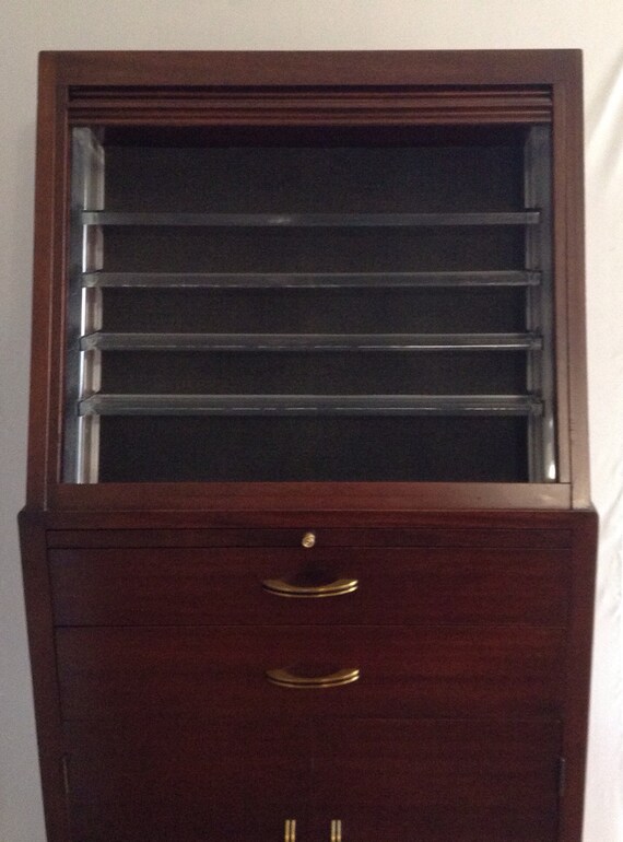 Mahogany Optometrist Cabinet Roll Top Hamilton Mfg Co Etsy