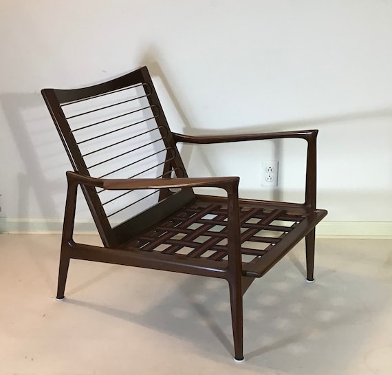 Ib Kofod larsen Danish Modern Sculpted Solid Walnut Lounge Arm