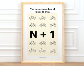 N+1 Bicycles Print | Inspired by cycling | Bicycle illustration | Road Bike Poster | Giclée | Christmas Gift for cyclist| Bicycle Art |