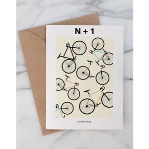 Cycling Greetings Card | N+1 Birthday Card | Bicycles Illustrations | Funny Blank Note Card | Enough Bikes
