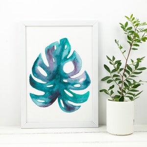Watercolor Monstera Leaf Print | Handmade | Botanical Print | Minimalist Watercolor | Giclée | Fine Art Print | Tropical Leaves Paint |