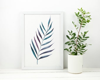 Watercolor Palm Leaf Print | Handmade | Botanical Print | Minimalist Watercolor | Giclée | Fine Art Print | Tropical Leaves Paint |