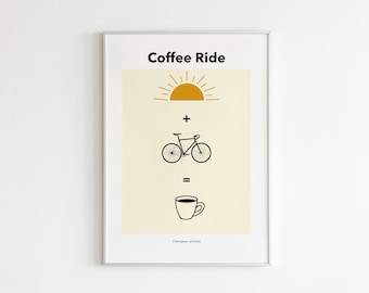 Coffee Ride Print | KOM | QOM | Local Legend | Inspired by cycling | Bicycle illustration | Road Bike Poster |Christmas Gift for cyclist