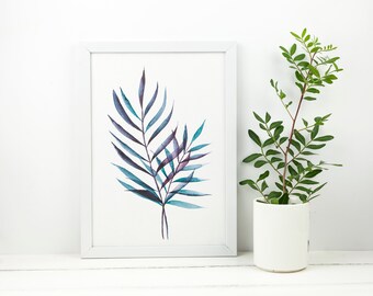 Watercolor Palm Leaves Print | Handmade | Botanical Print | Minimalist Watercolor | Giclée | Fine Art Print | Tropical Leaves Paint |