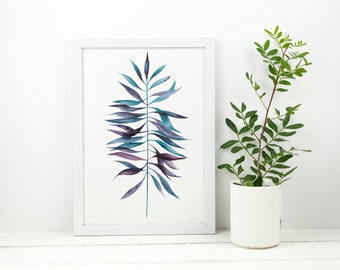 Watercolor Palm Leaf Print | Handmade | Botanical Print | Minimalist Watercolor | Giclée | Fine Art Print | Tropical Leaves Paint |