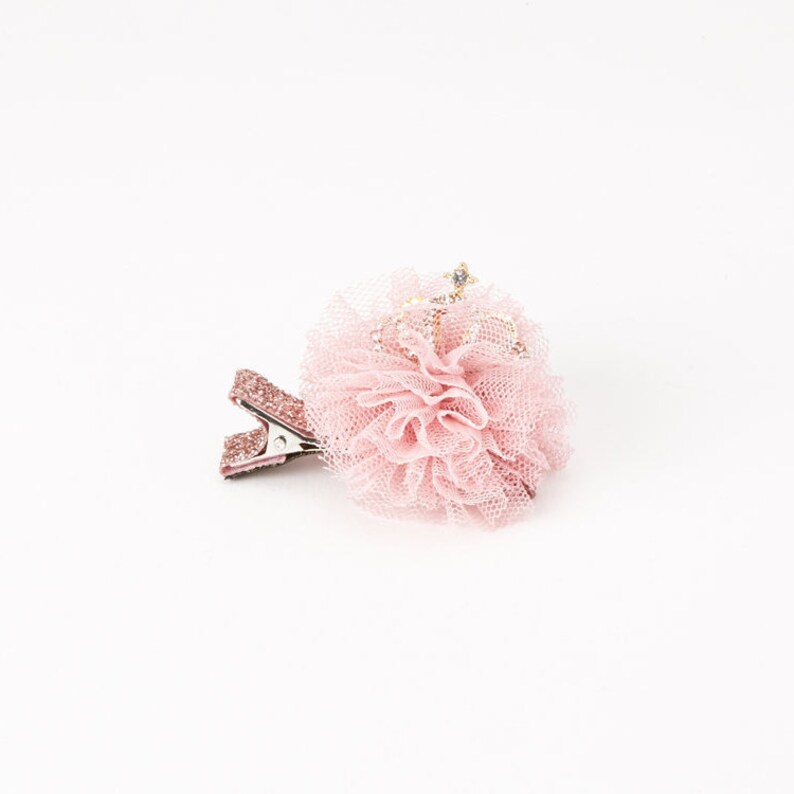 MINI Rhinestone Crown Tulle Blossom Hair Clip