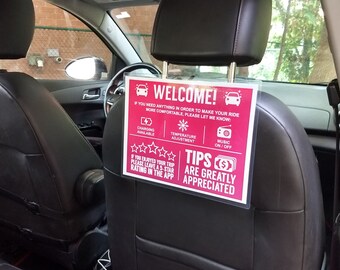 Welcome To Uber X With Car Seat Lyft Uber Rideshare Tip Sign In PINK