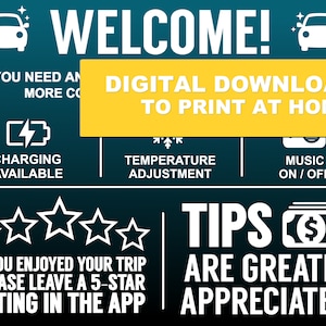 Uber Lyft Rideshare Tip Sign in TEAL