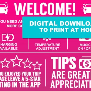 Lyft Uber Rideshare Tip Sign in PINK