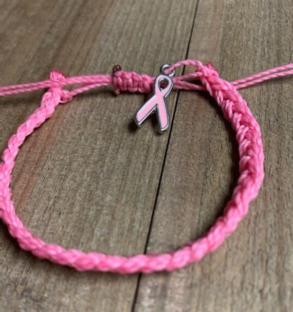 Breast Cancer Awareness Bracelet Pink Braided Bracelet Woven