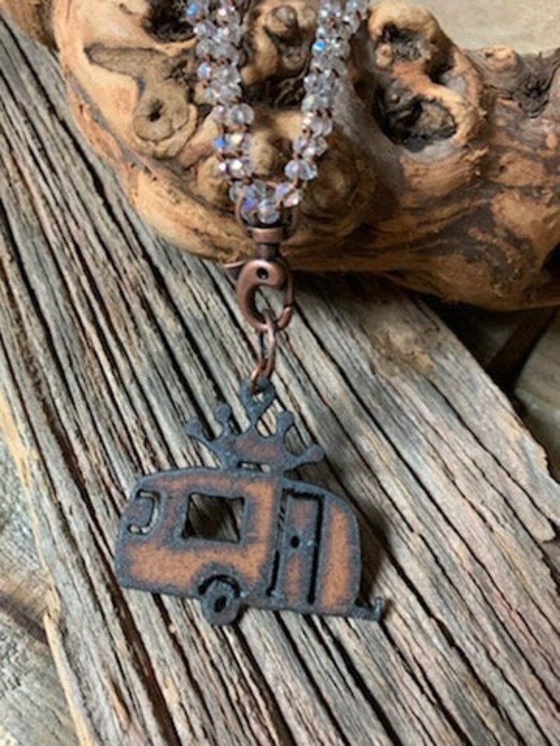 long boho camper necklace, rustic camper necklace