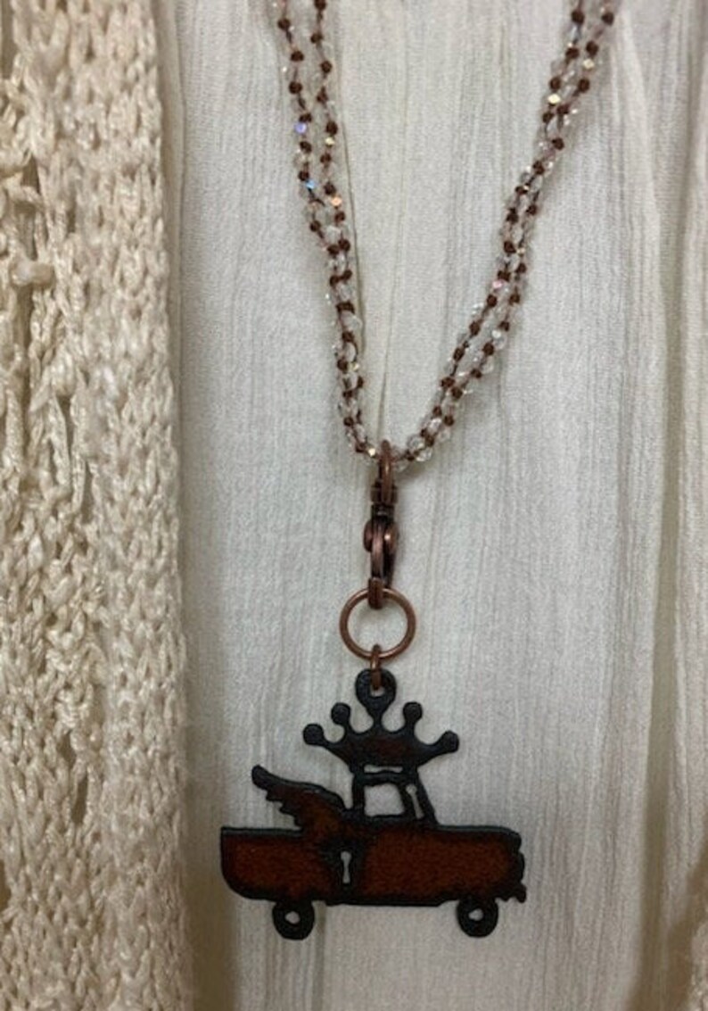long boho camper necklace, rustic camper necklace