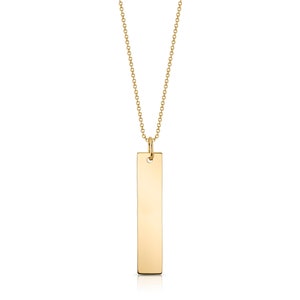 14k Solid Yellow Gold Vertical Bar (Medium/30x6mm) | Name or Initial Engraving | Pendant ONLY Charm ID Christmas Anniversary Birthday Gift
