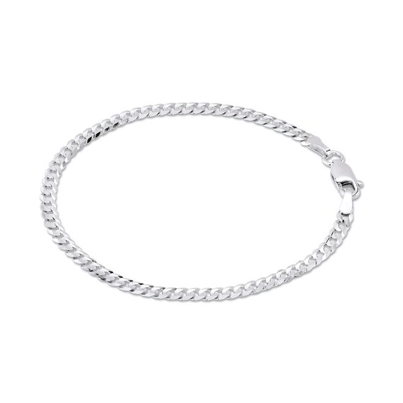 14K White Gold Curb Chain Bracelet