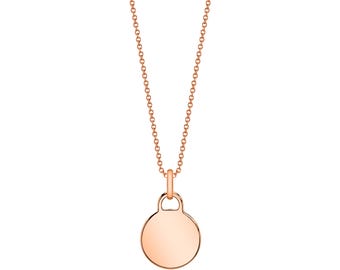 14k Solid Rose Gold Round Charm Pendant (11mm) | Initial Engraving | Pendant ONLY Circle Disc Coin Christmas Anniversary Birthday Gift