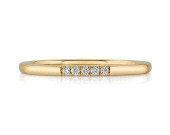 Line Diamond Band in 14k Yellow Gold (1.5mm) | Rose White Available | Women's Stacking Ring Wedding Pave Lab Grown