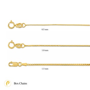 14k Yellow Gold Box Chain (0.5mm, 1mm, 1.5mm) Necklace | Simple Statement Classic Solid Men&#39;s Women&#39;s Unisex THIN