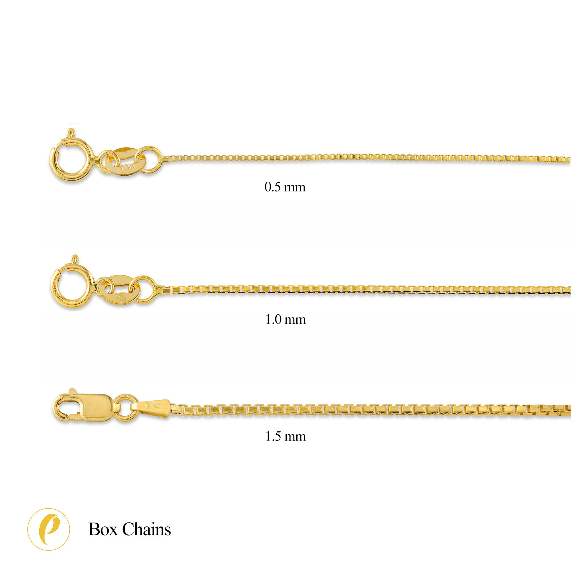 14k Yellow Gold Box Chain 0.5mm 1mm 1.5mm Necklace Simple Statement Classic Solid Men s Women s Unisex THIN