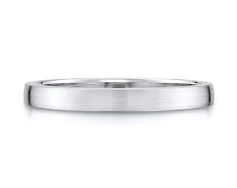 14k White Gold Band (2.5mm THIN) | LOW DOME | Matte Brushed | Comfort Fit | Men's Women's Wedding Ring Simple Thin European