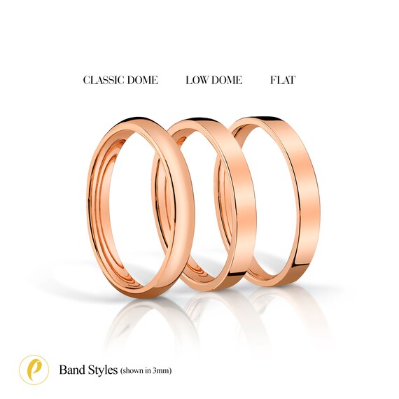 14k Rose Gold Band (3mm) LOW DOME Polished Comfort Fit