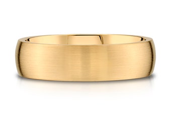14k Yellow Gold Band (6mm) | LOW DOME | Matte Brushed | Comfort Fit | Men&#39;s Women&#39;s Wedding Ring European
