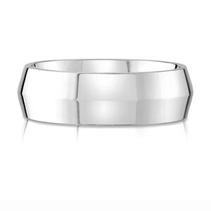 Bracelet Platine 950 (8 mm) | BORD DE COUTEAU | Poli | Coupe confortable | Alliance homme femme