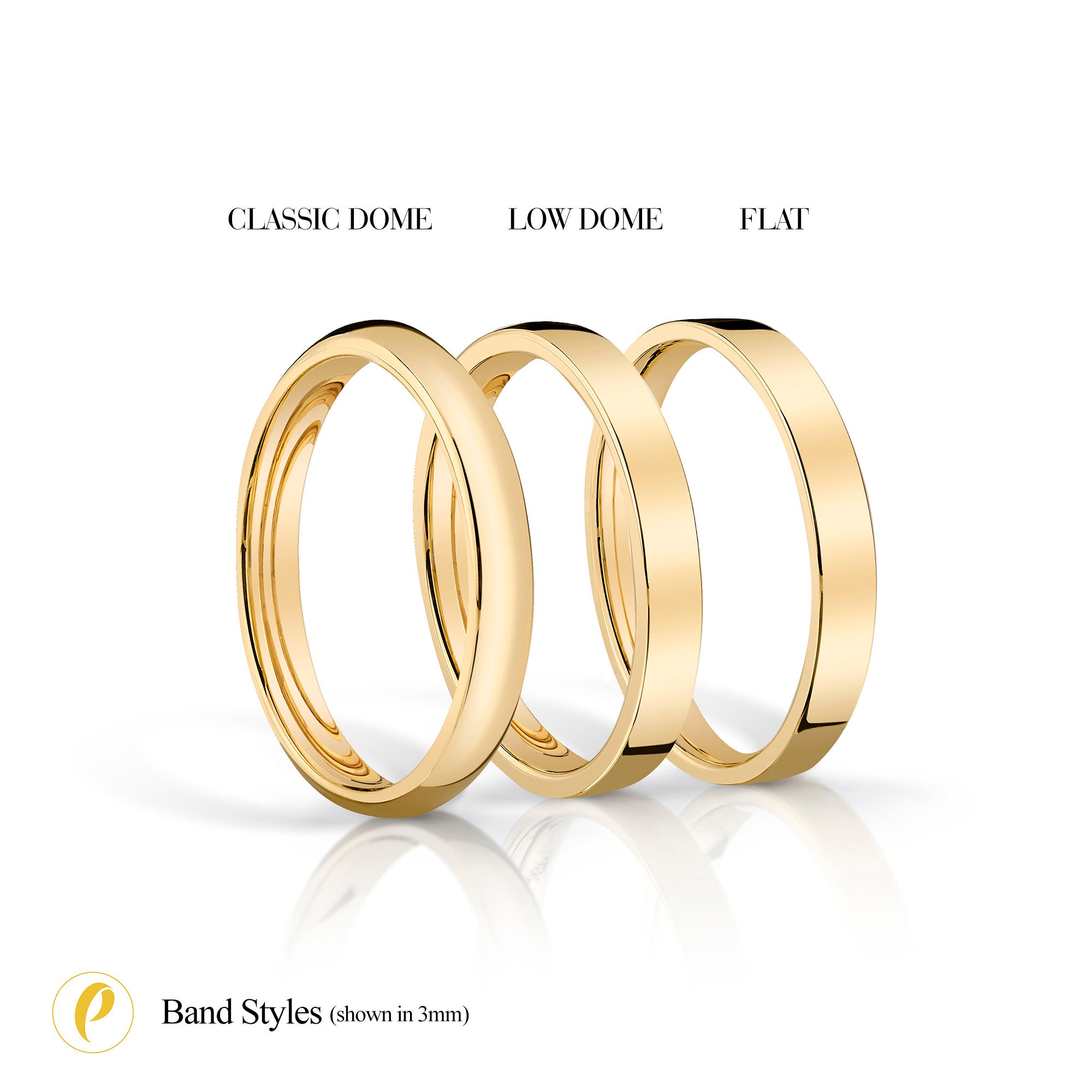 18k Yellow Gold Band (2mm THIN) | LOW DOME | Matte Brushed