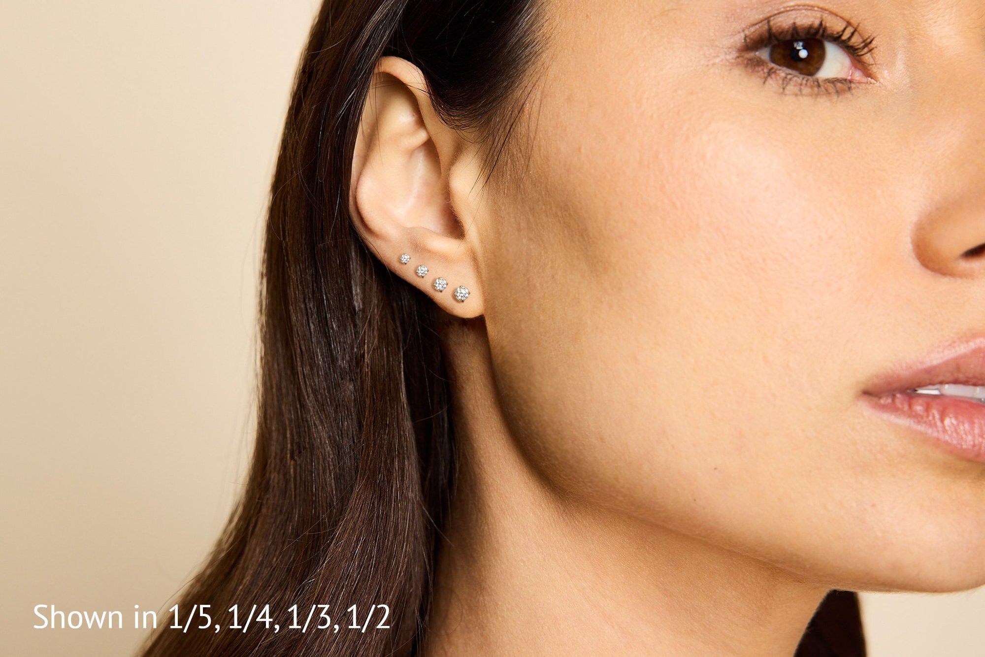 Round Brilliant Diamond Studs 1/5, 1/4, 1/3, 1/2 Carat