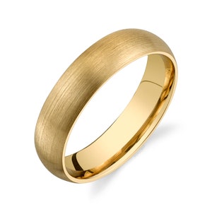 14k Yellow Gold Band (5mm) | CLASSIC DOME | Matte Brushed | Comfort Fit | Men's Women's Wedding Ring