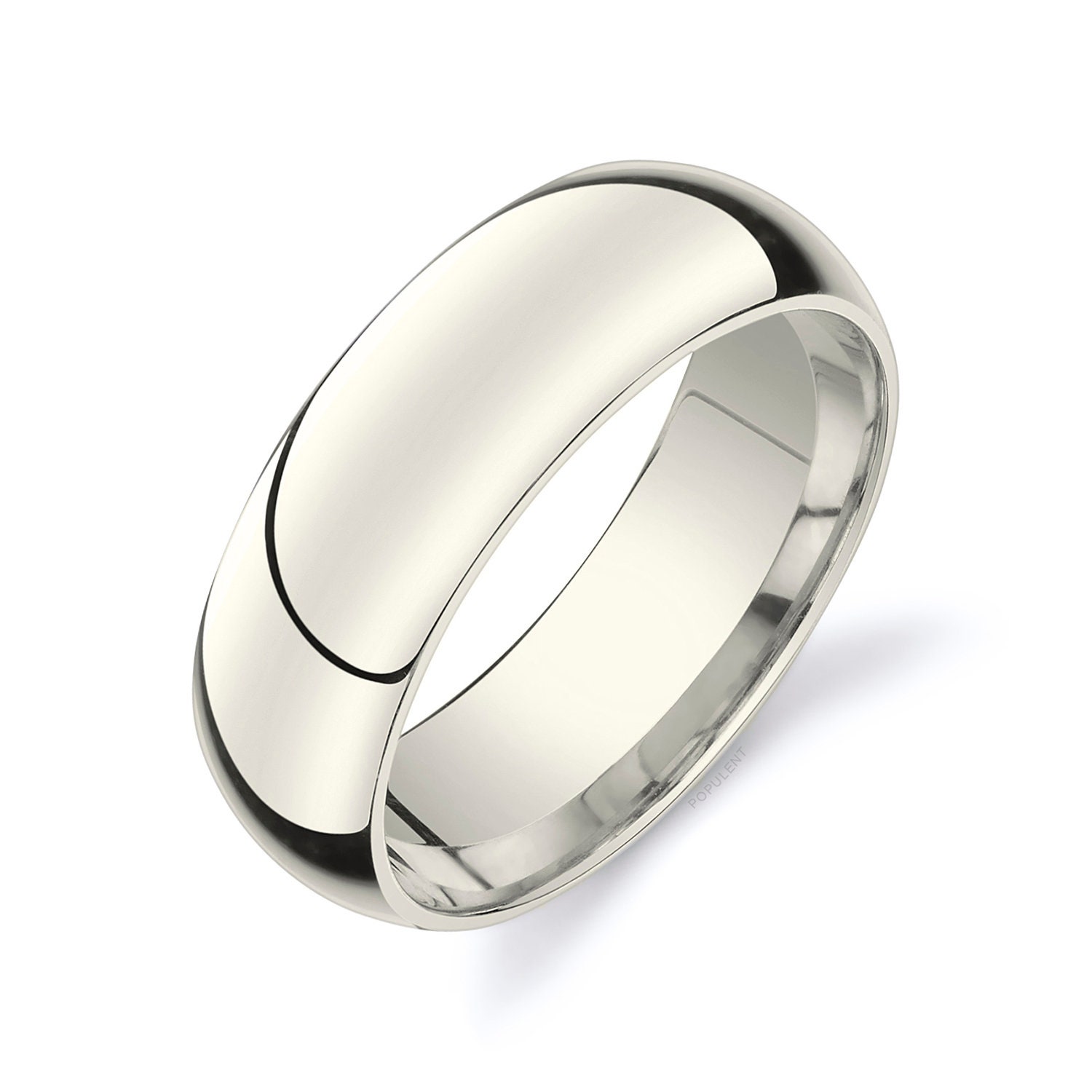 14k White Gold Classic Plain Polished Band Ring 7mm Width 14k White Gold Classic Plain Polished Band Ring 7mm Width