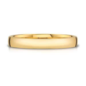 14k Yellow Gold Band (3mm) | LOW DOME | Polished | Comfort Fit | Men's Women's Wedding Ring Simple European