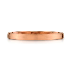 14k Rose Gold Band (2mm THIN) | LOW DOME | Matte Brushed | Comfort Fit | Men&#39;s Women&#39;s Wedding Ring Pink Simple Thin European