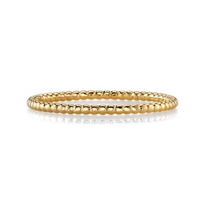 14k Yellow Gold Beaded Ring (1.5mm) | SOLID | Women&#39;s Stacking Band Bead Ball