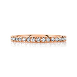 Klassieke diamanten eeuwigheidsband in 14k roségoud (2 mm) | Geelwit Beschikbaar | Stapelring dames bruiloft effenen half 3/4 Lab Grown
