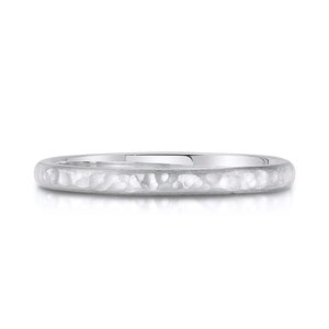 14k White Gold Band (2mm) | DOME HAMMERED | Matte Satin + Comfort Fit | Men&#39;s Women&#39;s Wedding Ring
