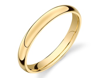 14k Yellow Gold Band (3mm) | CLASSIC DOME | Polished | Comfort Fit | Men's Women's Wedding Ring Simple